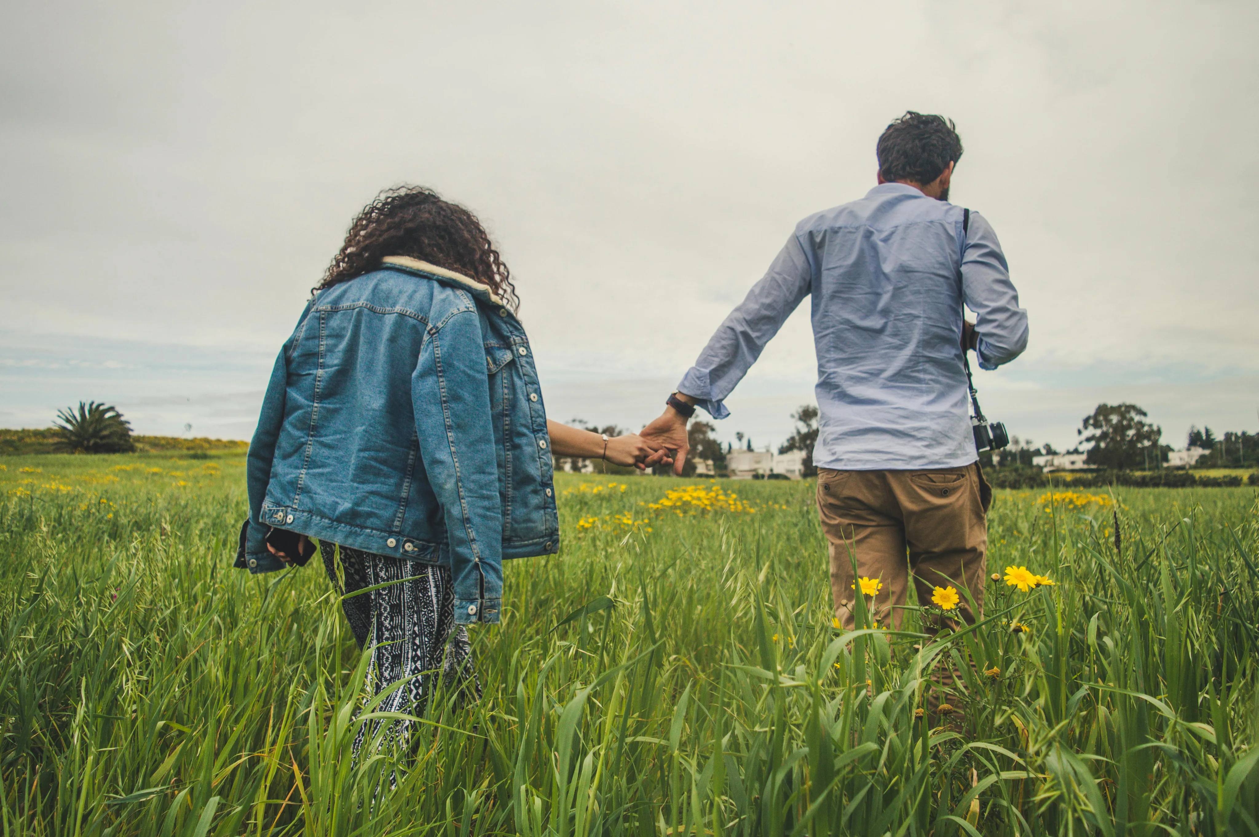 Volunteer walking through a field