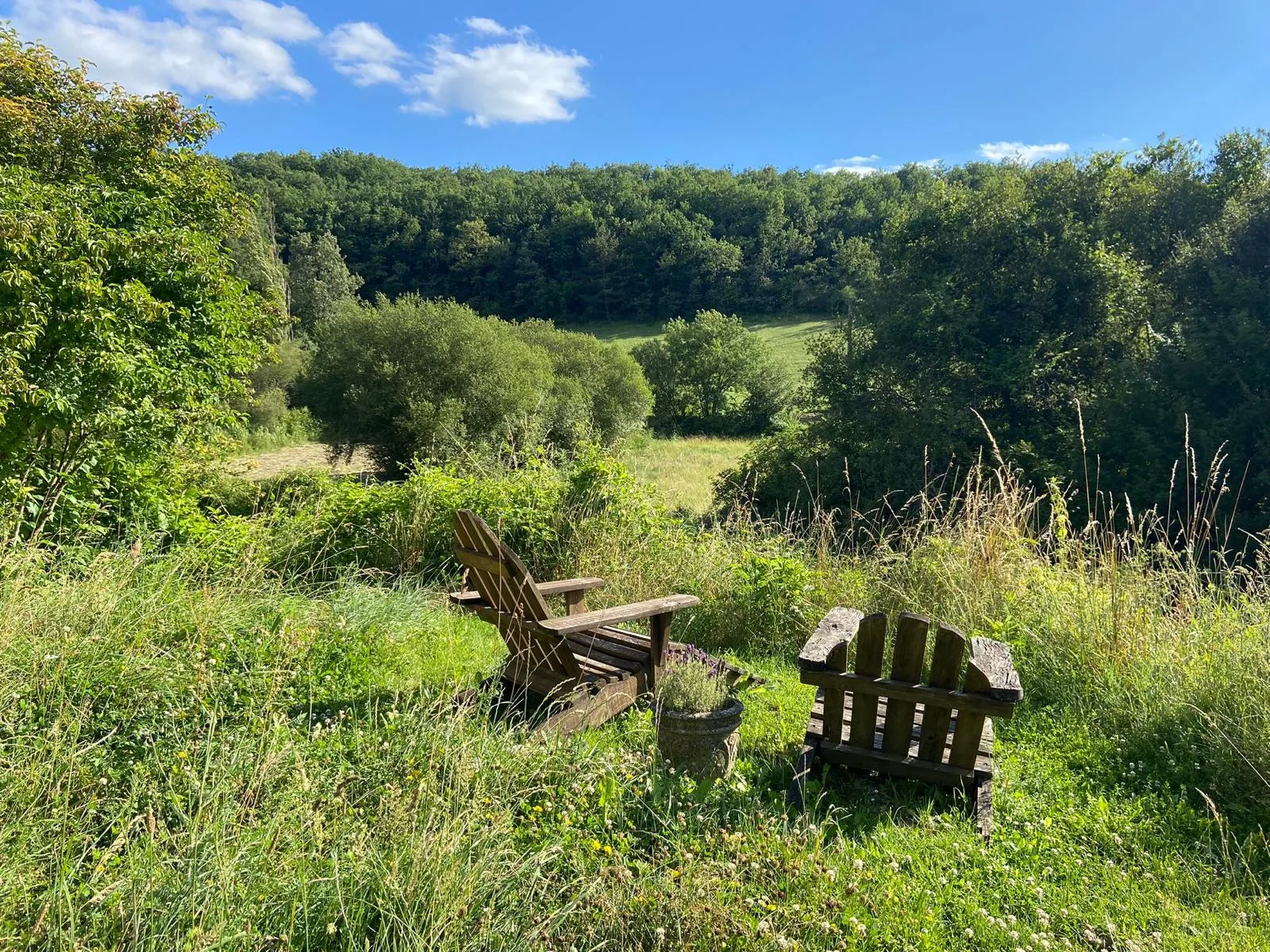 Countryside garden with chairs