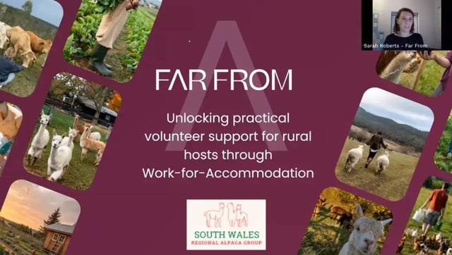 SWRAG webinar on work for accommodation with alpaca farms