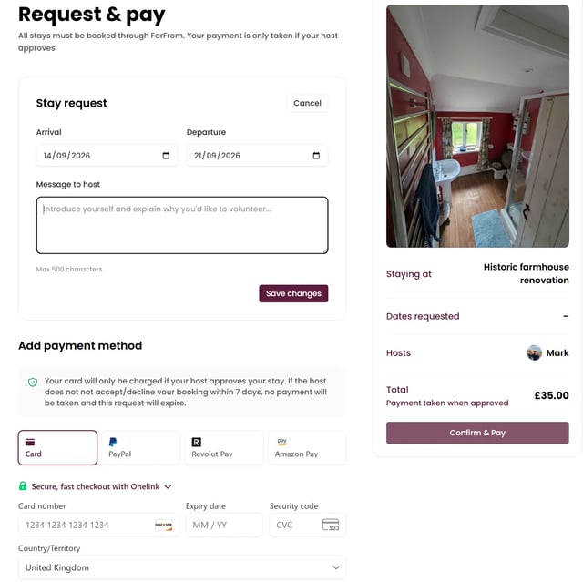 Screenshot of checkout