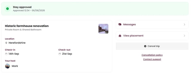Confirmed booking