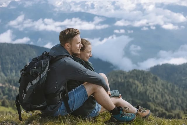 Couple hugging in wheat field